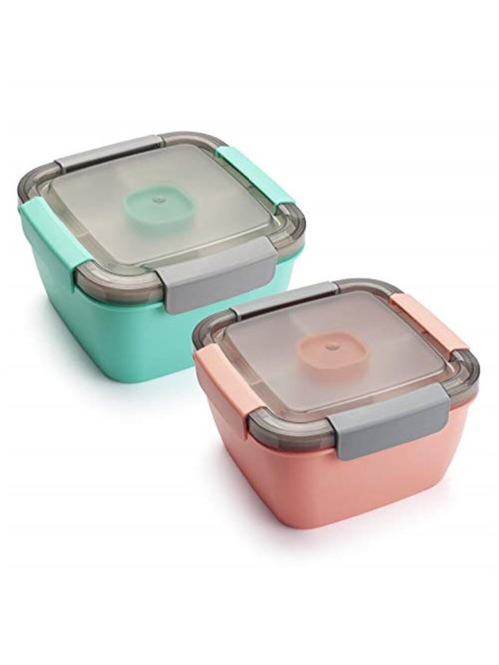Salad Lunch Containers To Go, 2 Pack 52-oz Bowls with 3 Compartments, Containers